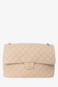 Pre-Loved Chanel™ Beige Calfskin Leather Airline XXL Single Flap Bag