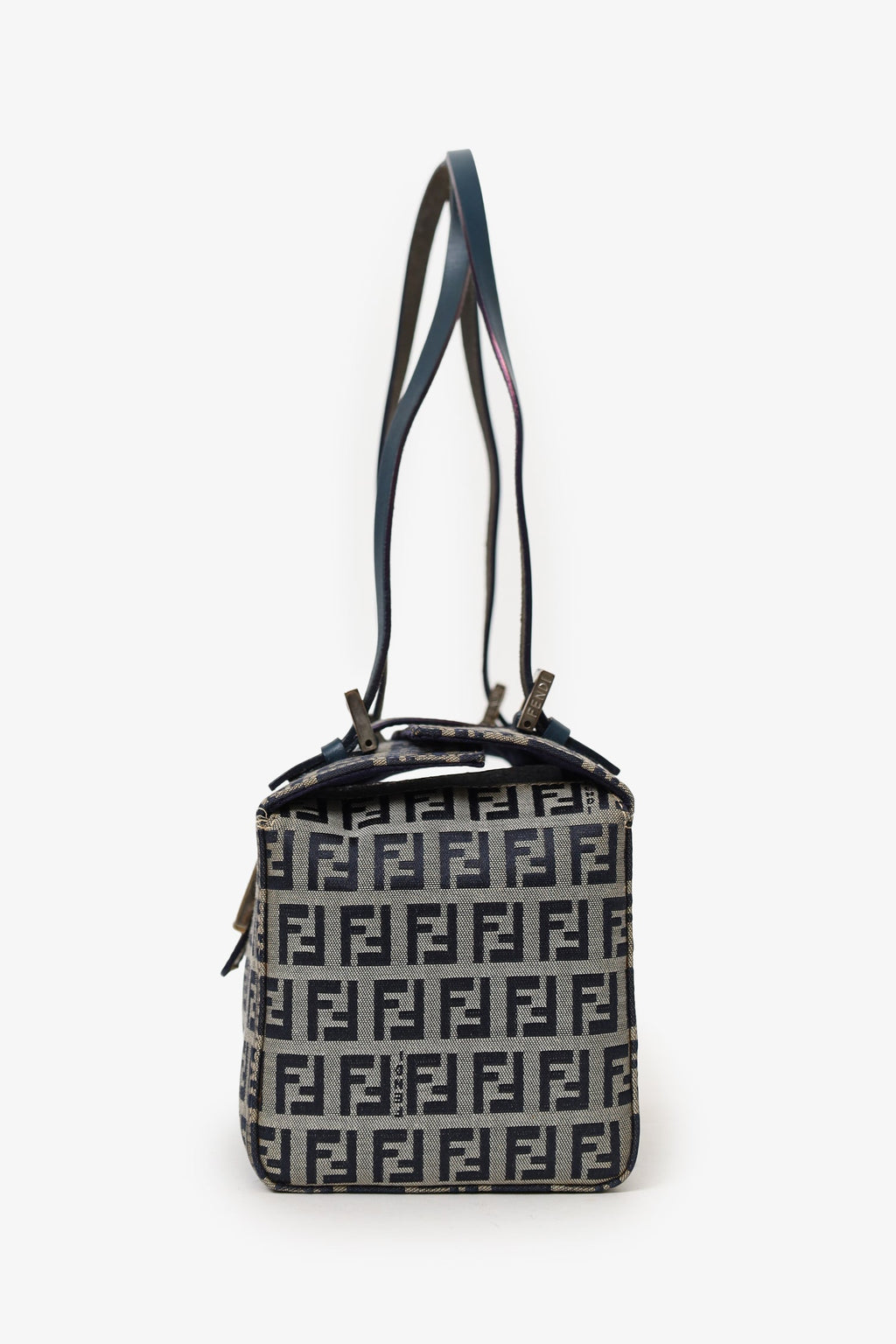 Fendi Navy/Grey FF Zucca Canvas Bento Box Bag