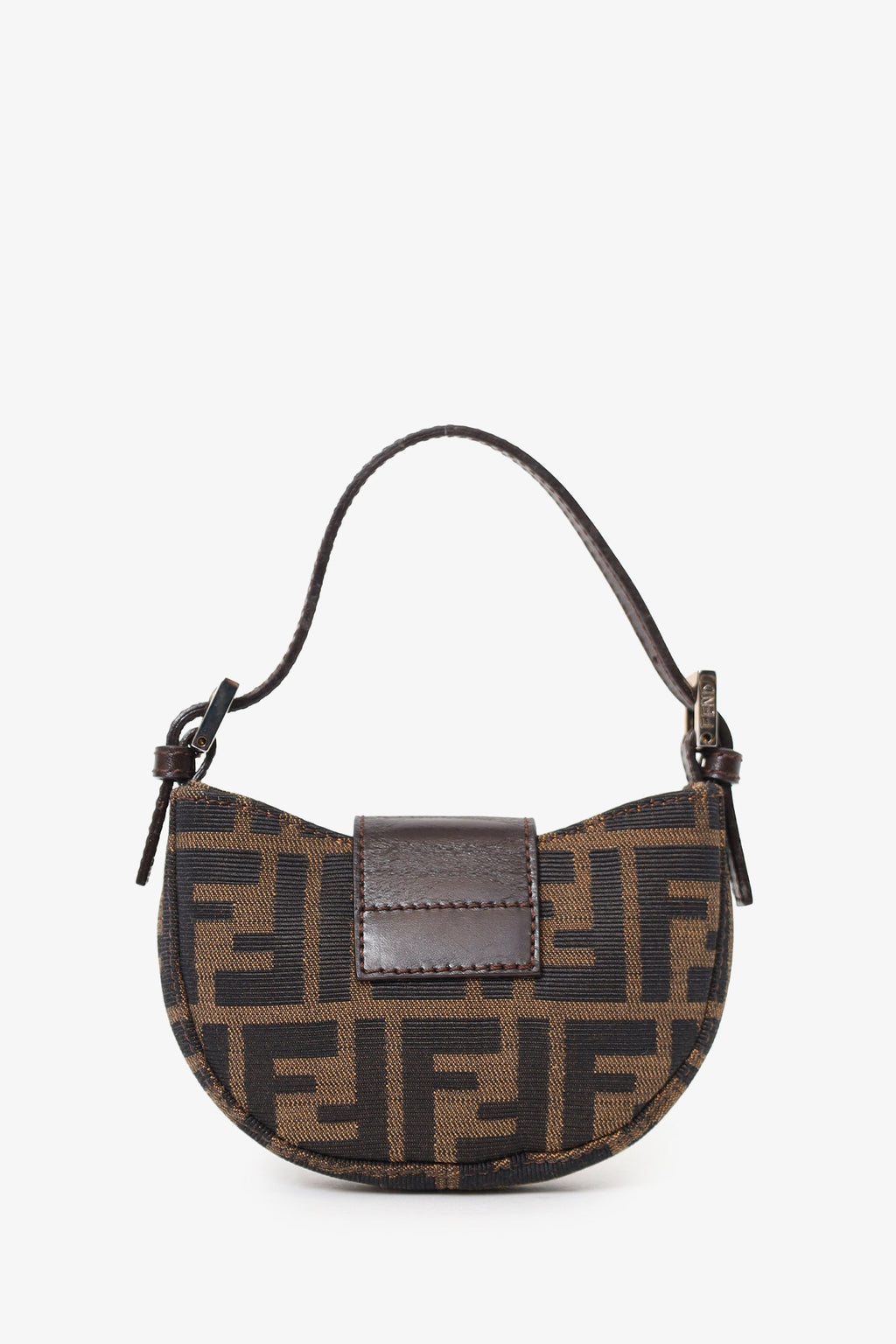 Fendi Brown Zucca Print Canvas Mini Half Moon Shoulder Bag