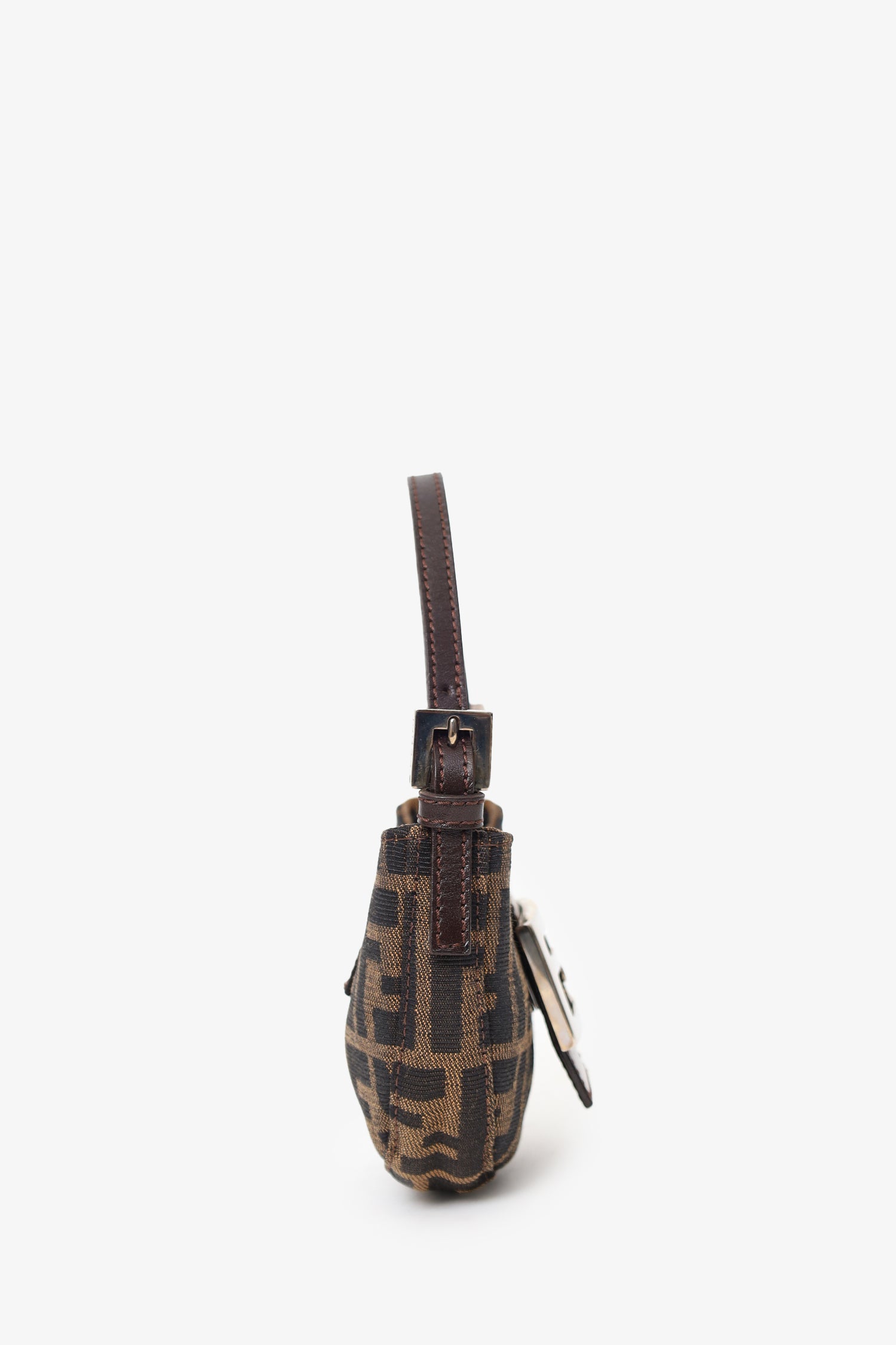 Fendi Brown Zucca Print Canvas Mini Half Moon Shoulder Bag