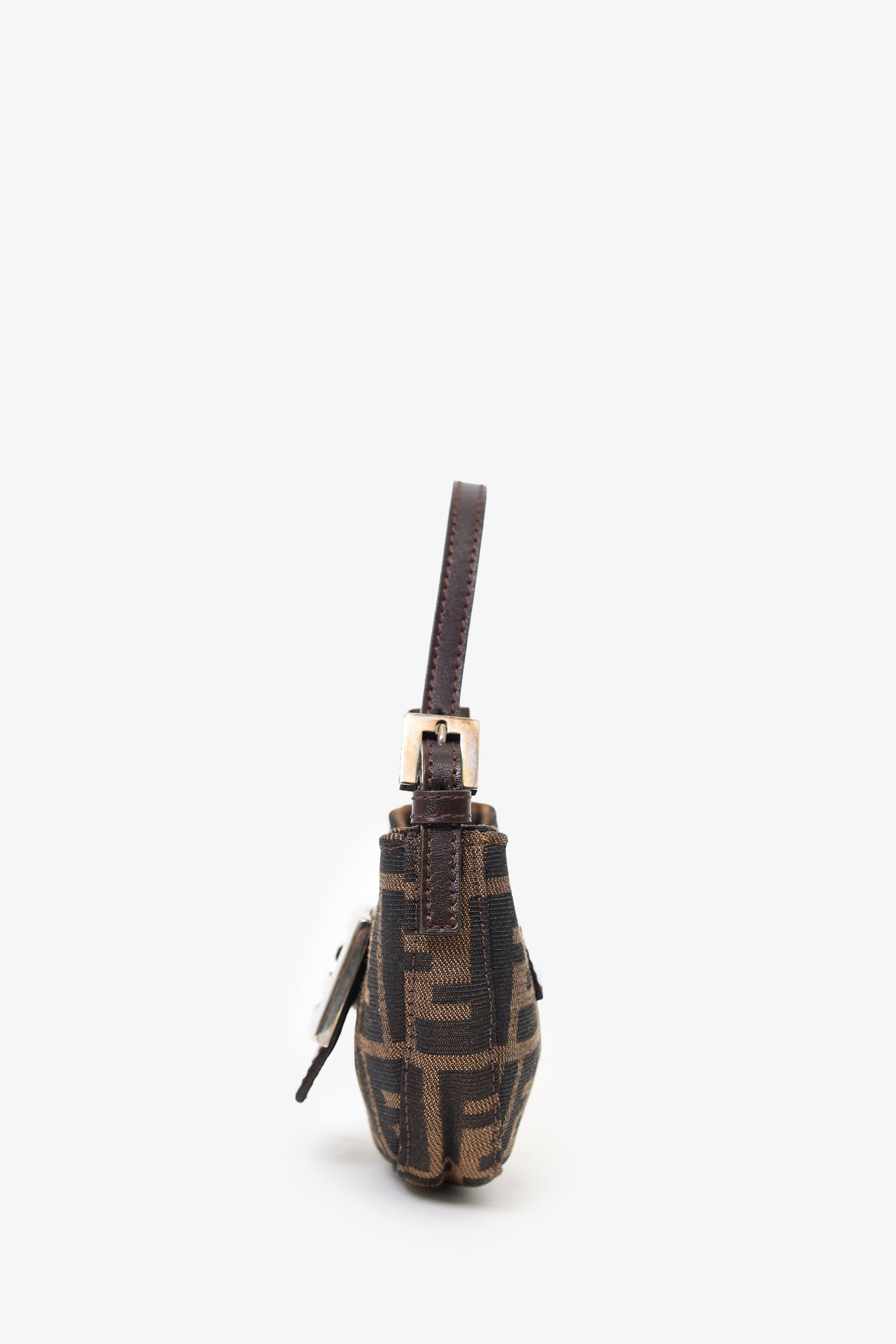 Fendi Brown Zucca Print Canvas Mini Half Moon Shoulder Bag