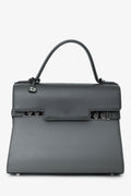 Delvaux Grey Leather 2 Tone Tempete MM Silver Hardware with Strap