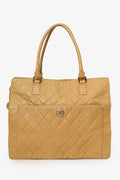 Pre-Loved Chanel™ Vintage Beige Quilted Lambskin CC Briefcase
