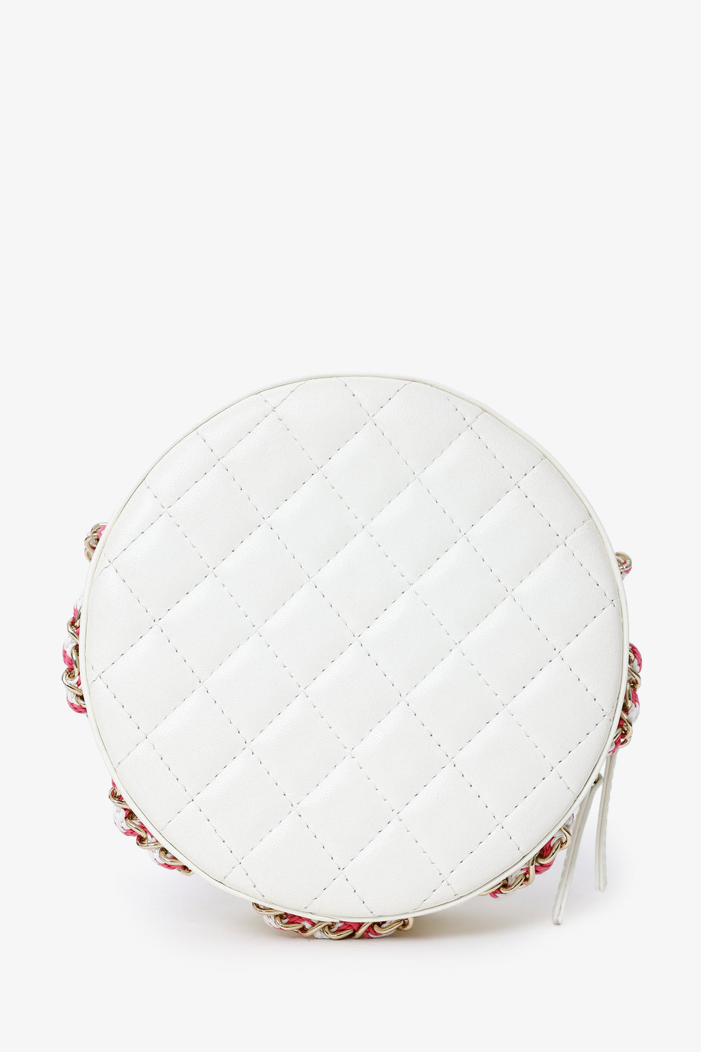 Pre-Loved Chanel™ Pink/White Lambskin Lifesaver Small Round Bag