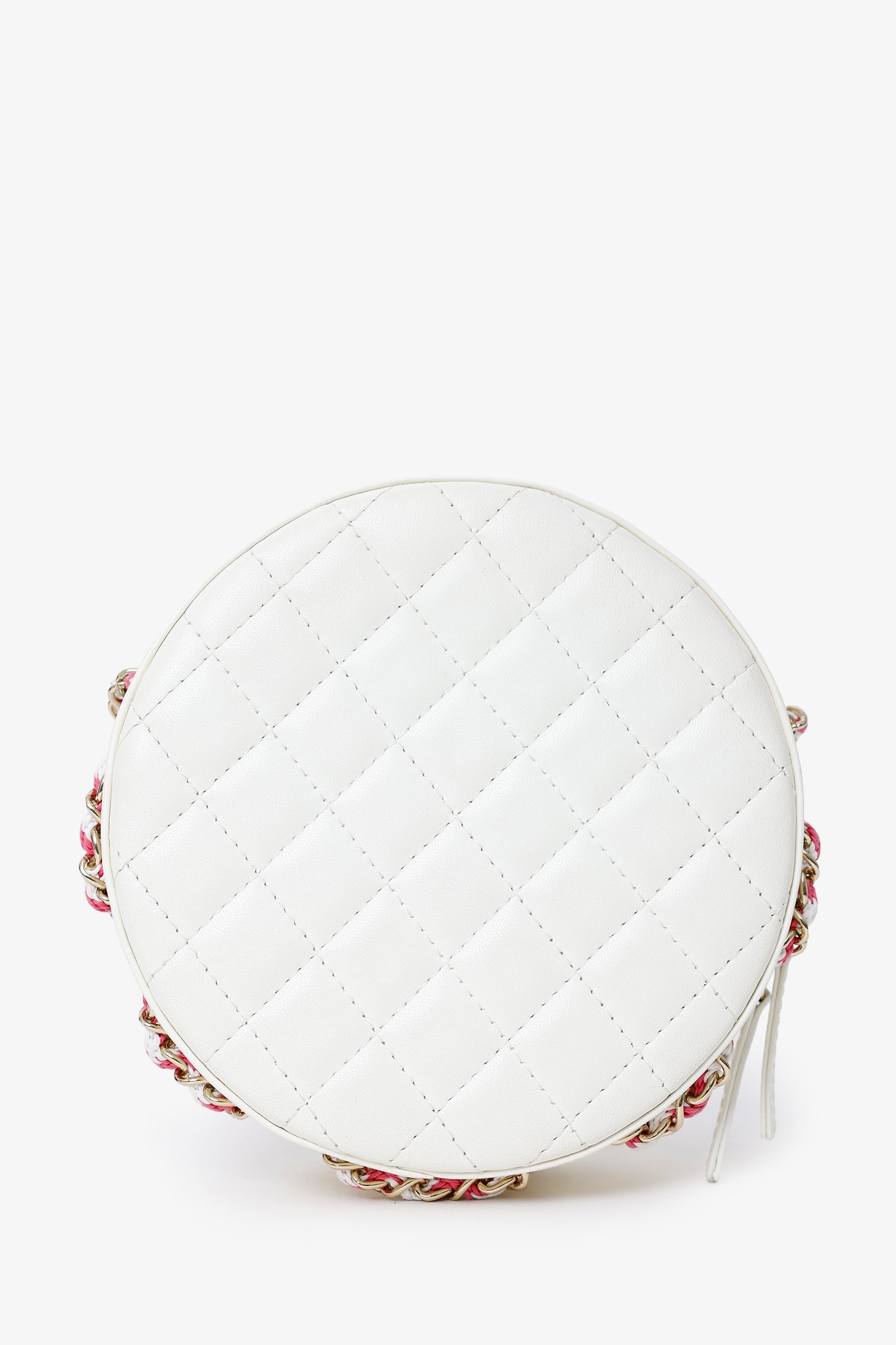 Pre-Loved Chanel™ Pink/White Lambskin Lifesaver Small Round Bag