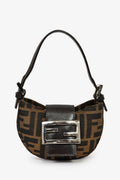 Fendi Brown Zucca Print Canvas Mini Half Moon Shoulder Bag