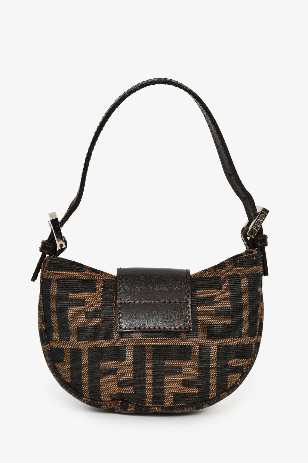 Fendi Brown Zucca Print Canvas Mini Half Moon Shoulder Bag
