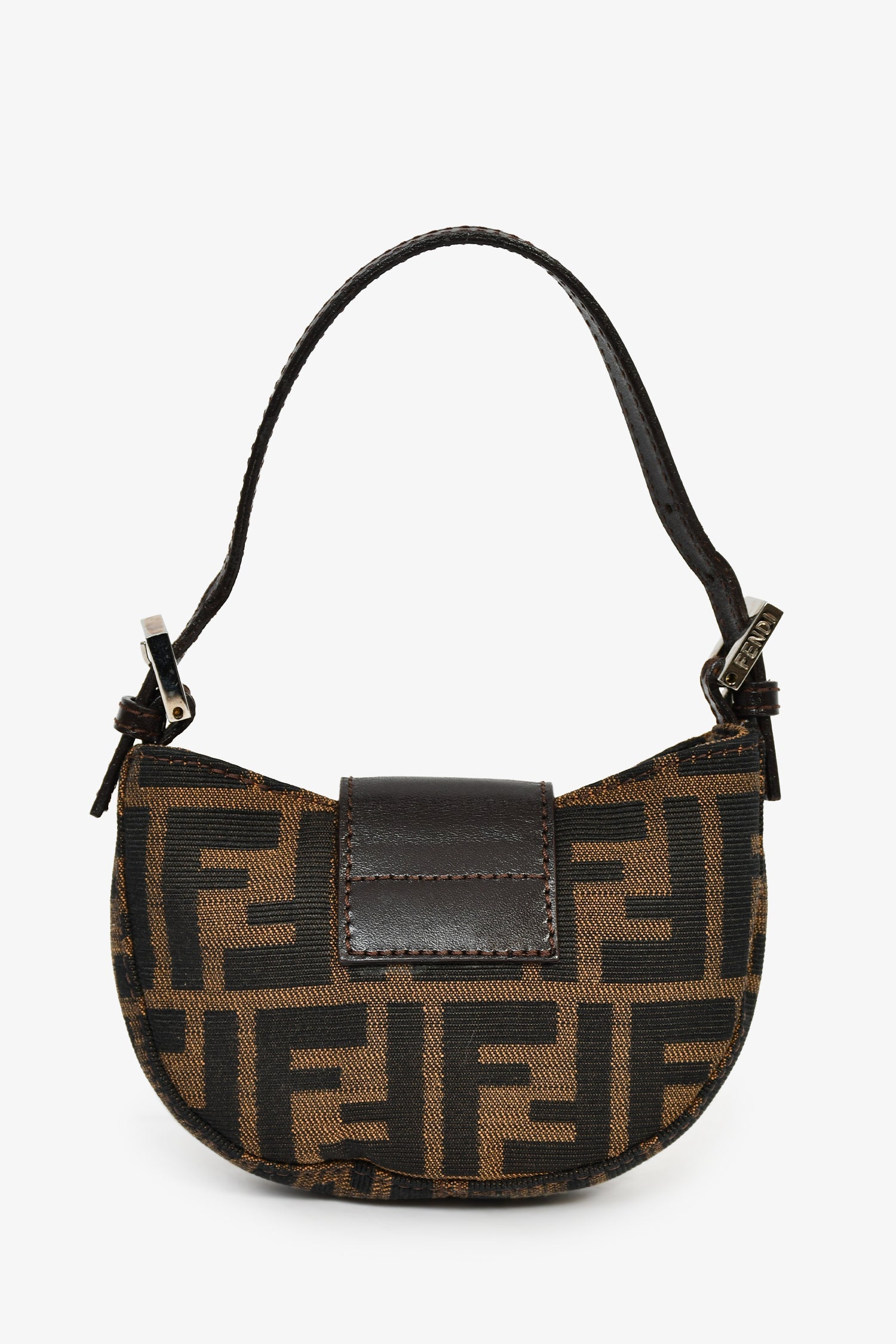 Fendi Brown Zucca Print Canvas Mini Half Moon Shoulder Bag