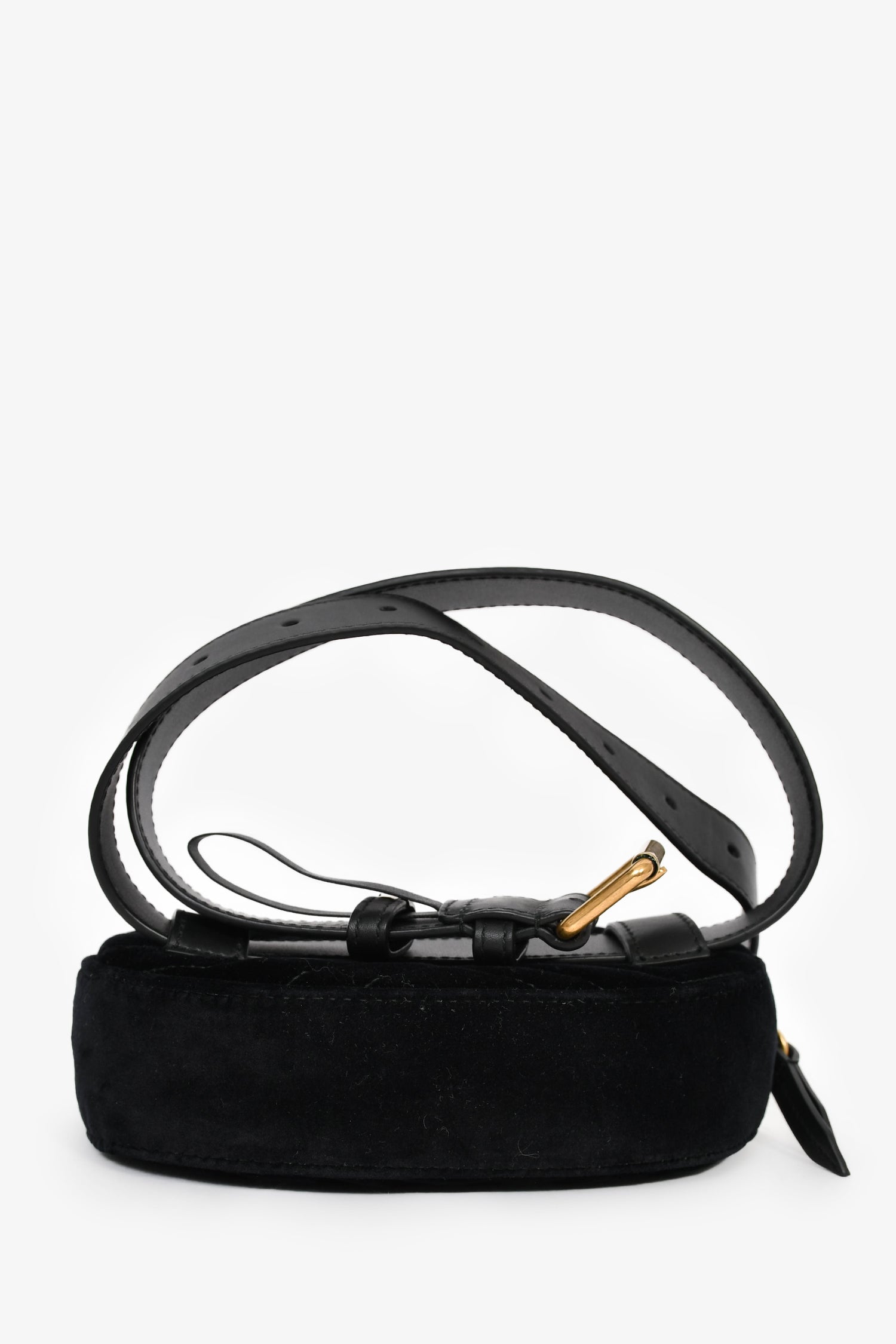 Gucci Black Chevron Velvet Marmont Belt Bag