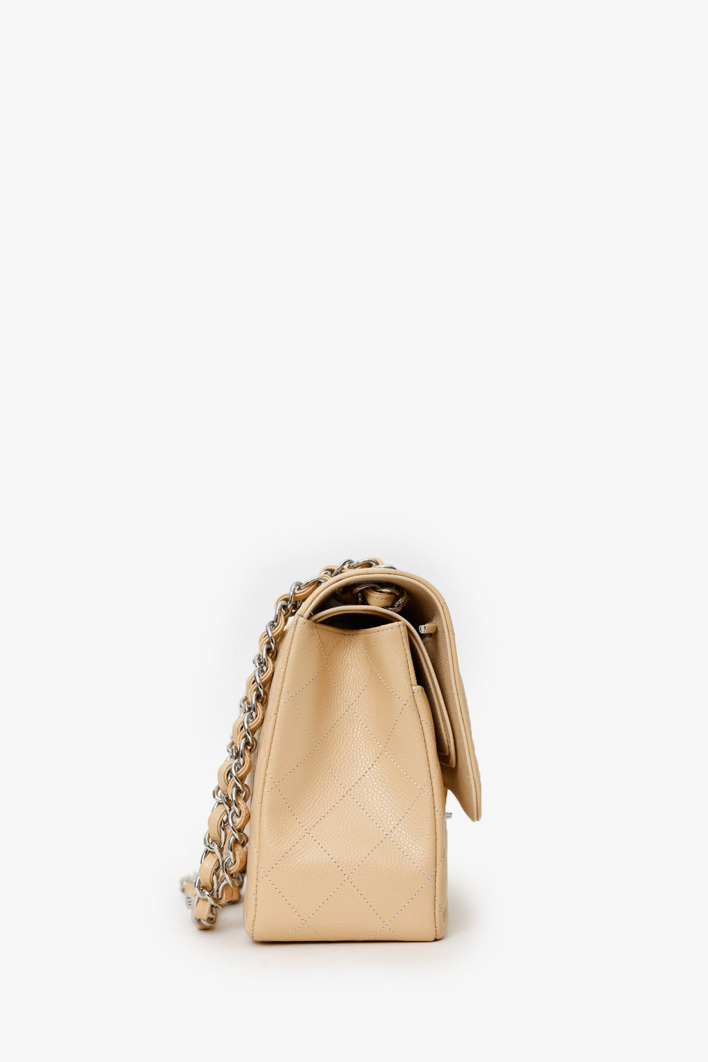 Pre-Loved Chanel™ 2016-17 Beige Caviar Leather Jumbo Double Flap Bag