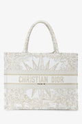 Christian Dior 2022 Metallic & White Canvas Medium Book Tote