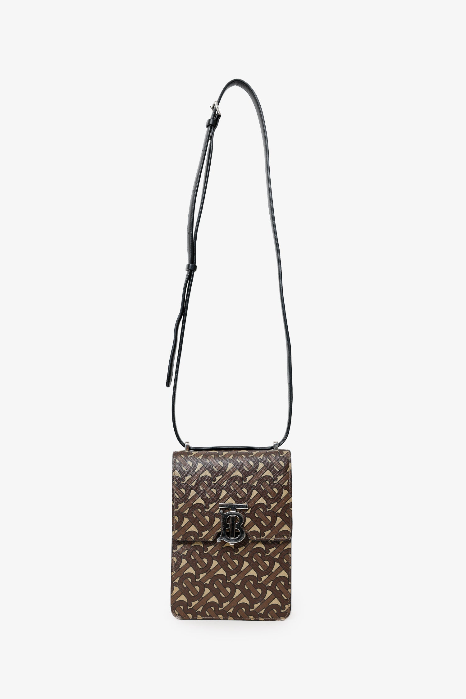 Burberry Brown TB Monogram Print E-Canvas Robin Bag
