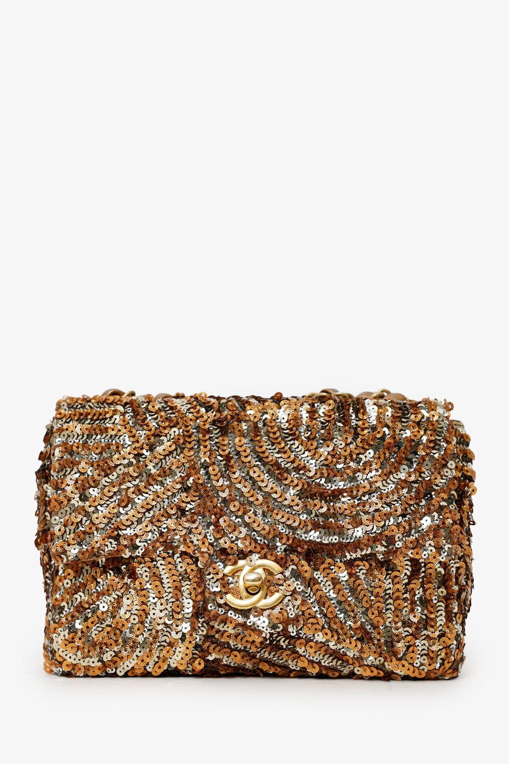 Pre-Loved Chanel™ 2019 Limited Edition Brown Sequins Mini Rectangular Single Flap