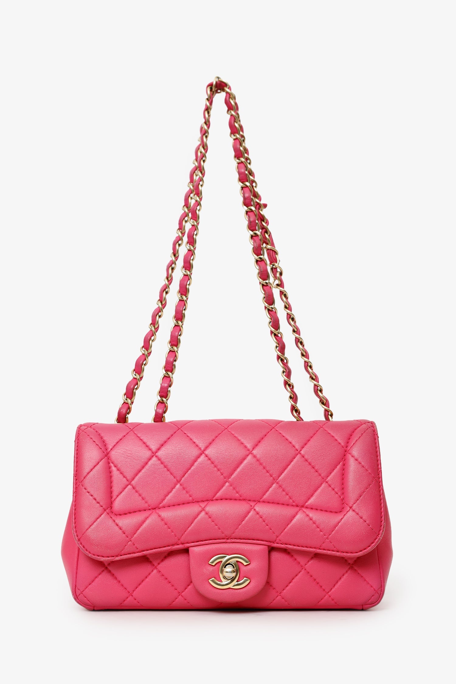 Pre-Loved Chanel™ 2015-16 Pink Lambskin Quilted Mini Mademoiselle Chic Flap