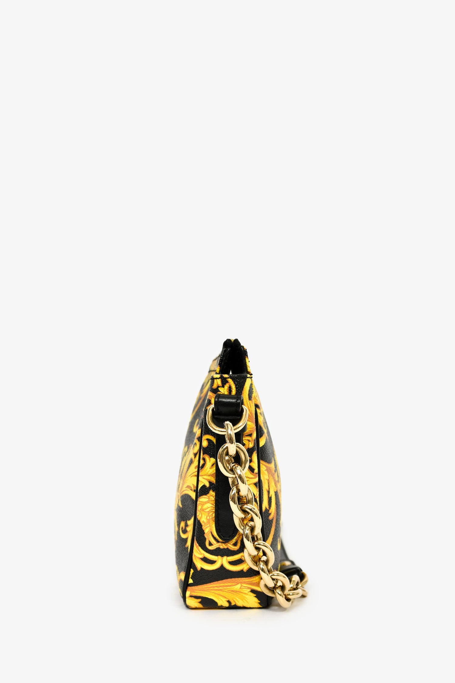 Versace Black/Yellow Leather Medusa Patterned Shoulder Bag