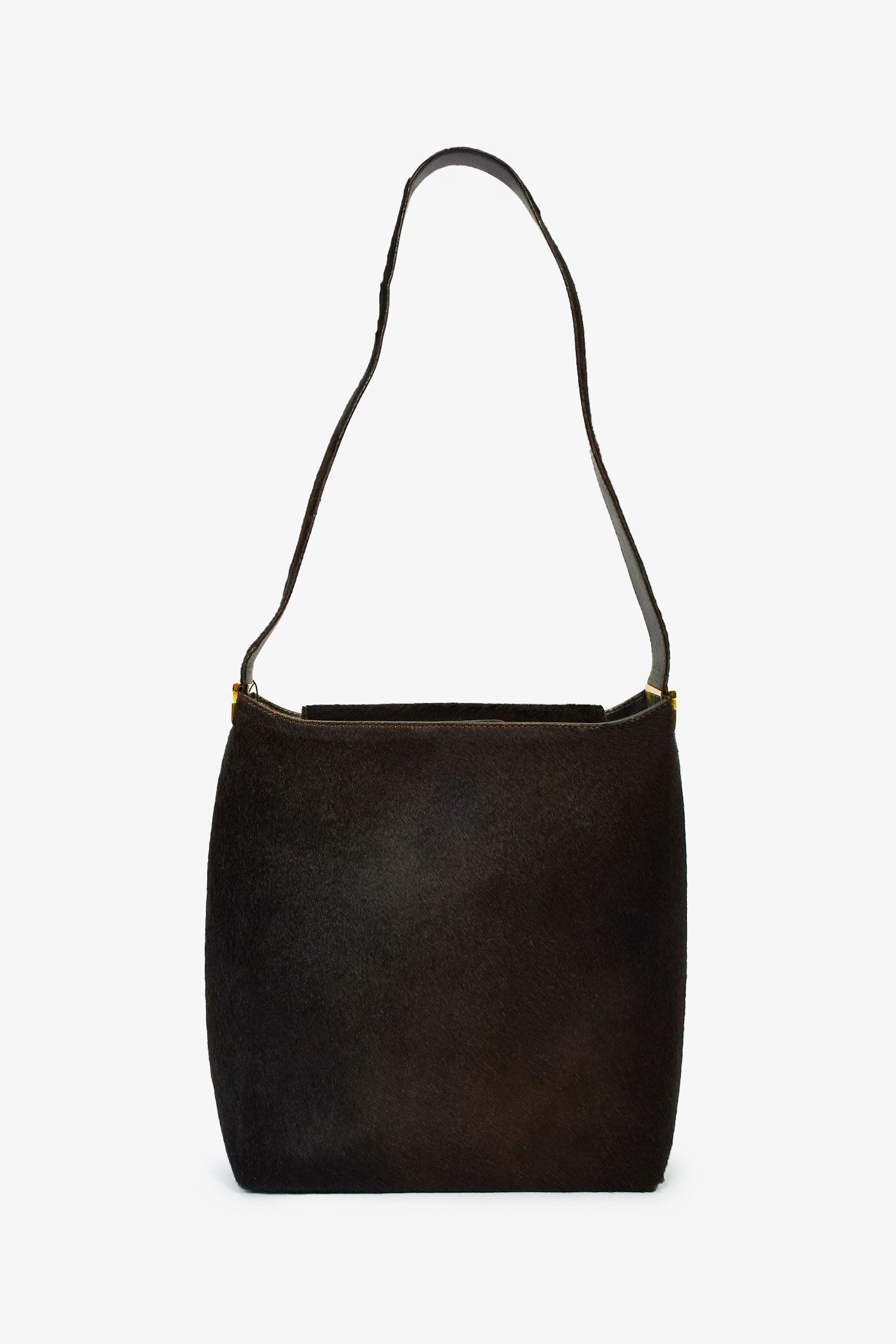 Salvatore Ferragamo Chocolate Brown Ponyhair Shoulder Bag