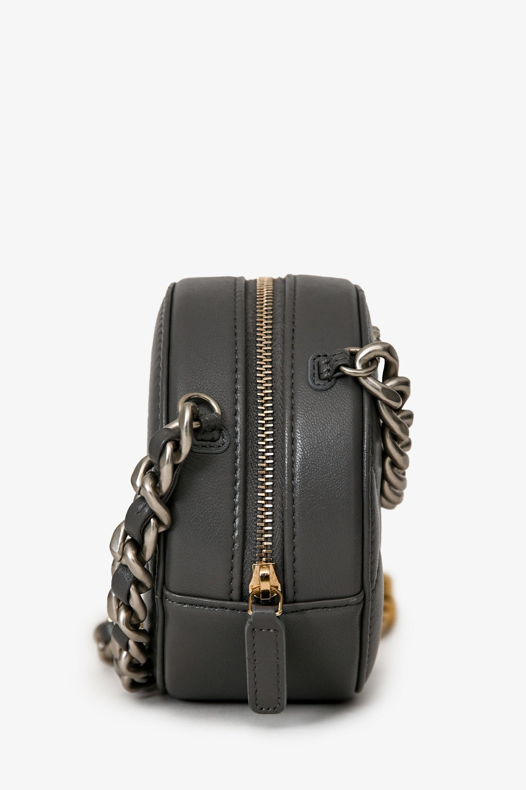 Pre-Loved Chanel™ Grey Lambskin 19 Round Crossbody Silver Hardware