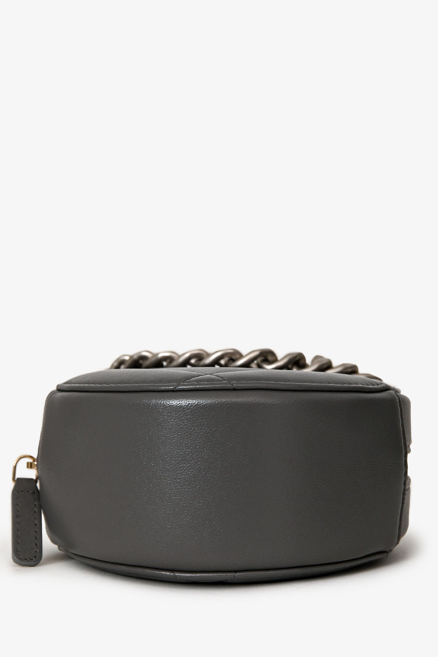 Pre-Loved Chanel™ Grey Lambskin 19 Round Crossbody Silver Hardware