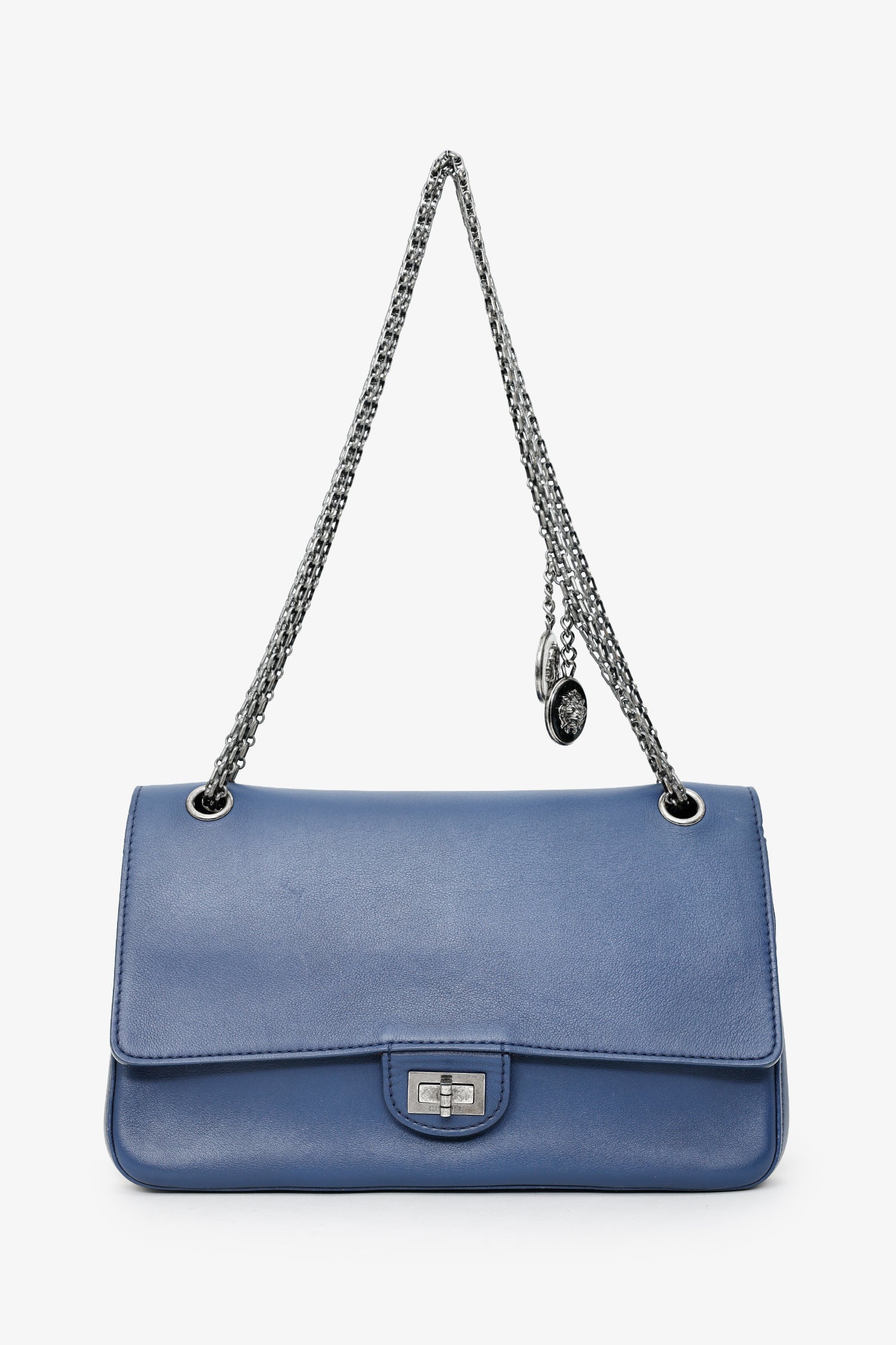 Pre-Loved Chanel™ 2017 Navy Leather Medallion Charm Reissue 2.55 Shoulder Bag