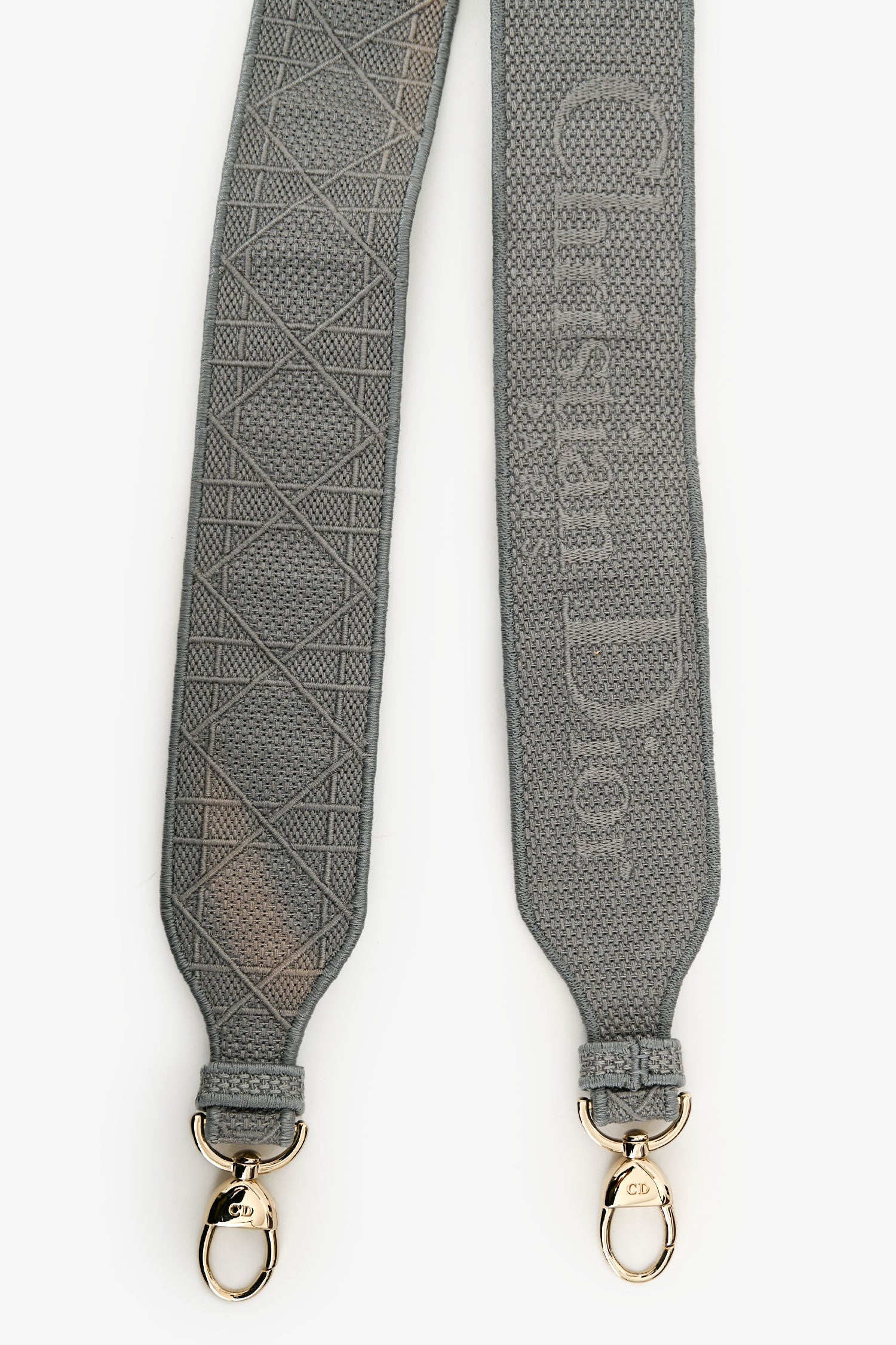 Christian Dior 2020 Grey Cannage Embroidered Canvas Large Lady D-Lite With Strap