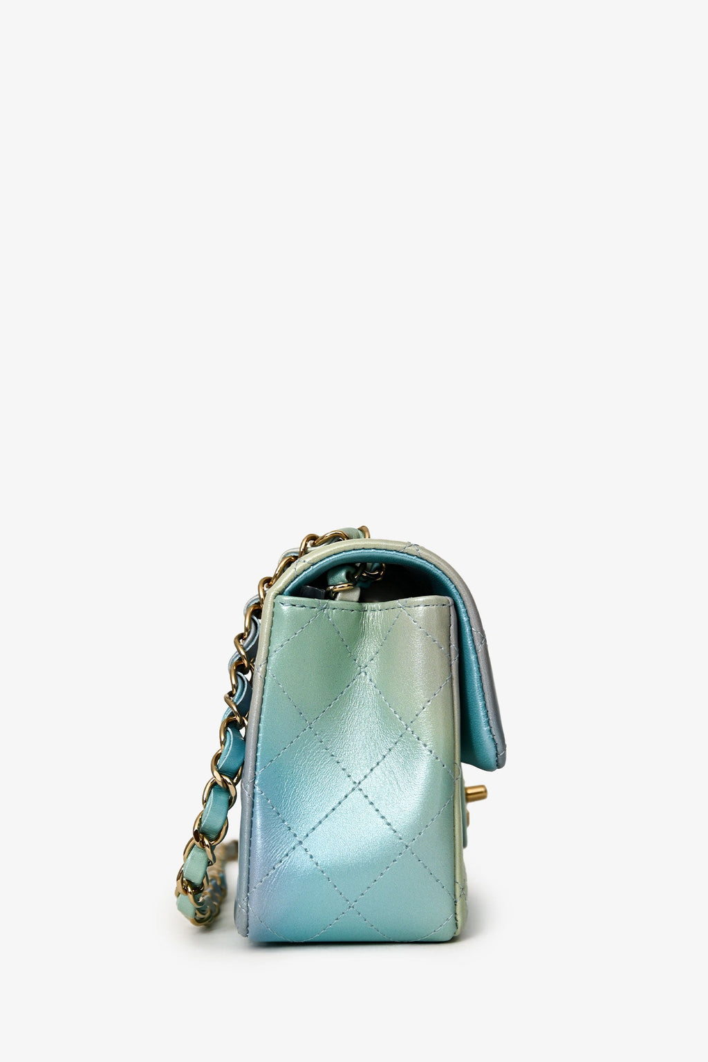 Pre-Loved Chanel™ 2024 Iridescent Ombre Lambskin Mini Rectangular Flap Bag