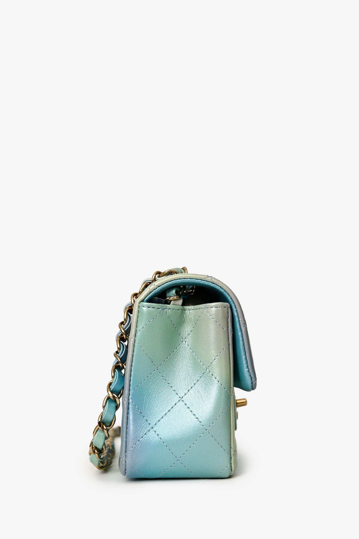 Pre-Loved Chanel™ 2024 Iridescent Ombre Lambskin Mini Rectangular Flap Bag