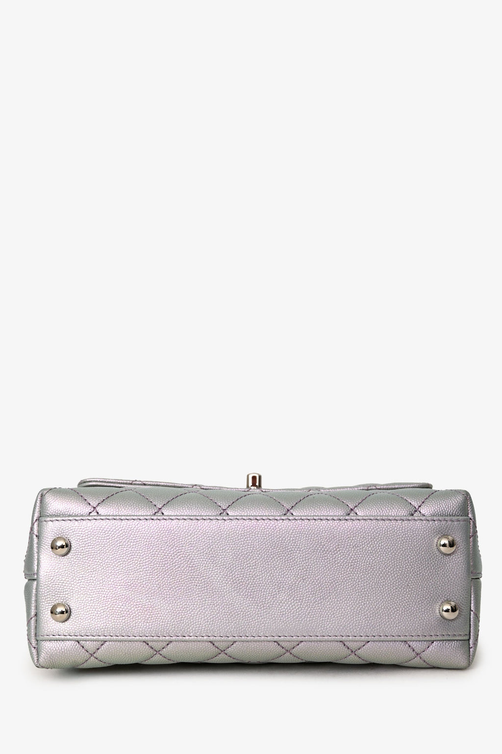 Pre-Loved Chanel™ 2021 Metallic Champagne Gold Quilted Caviar Mini Coco Top Handle Bag