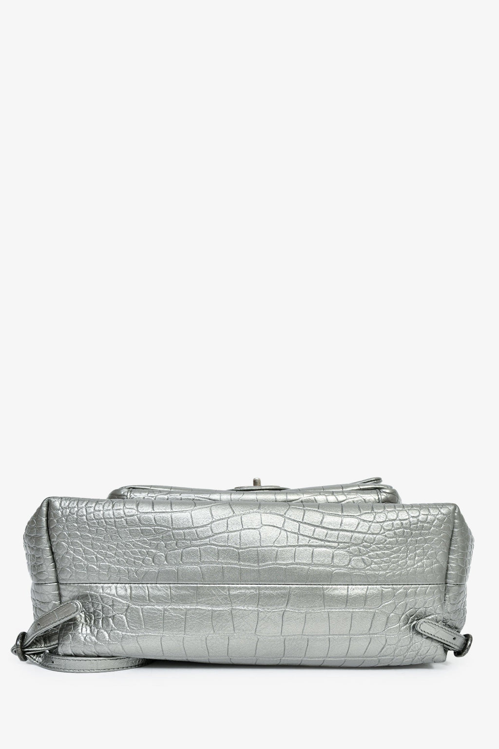 Pre-Loved Chanel™ 2019 Silver Croc Embossed Pocket Backpack
