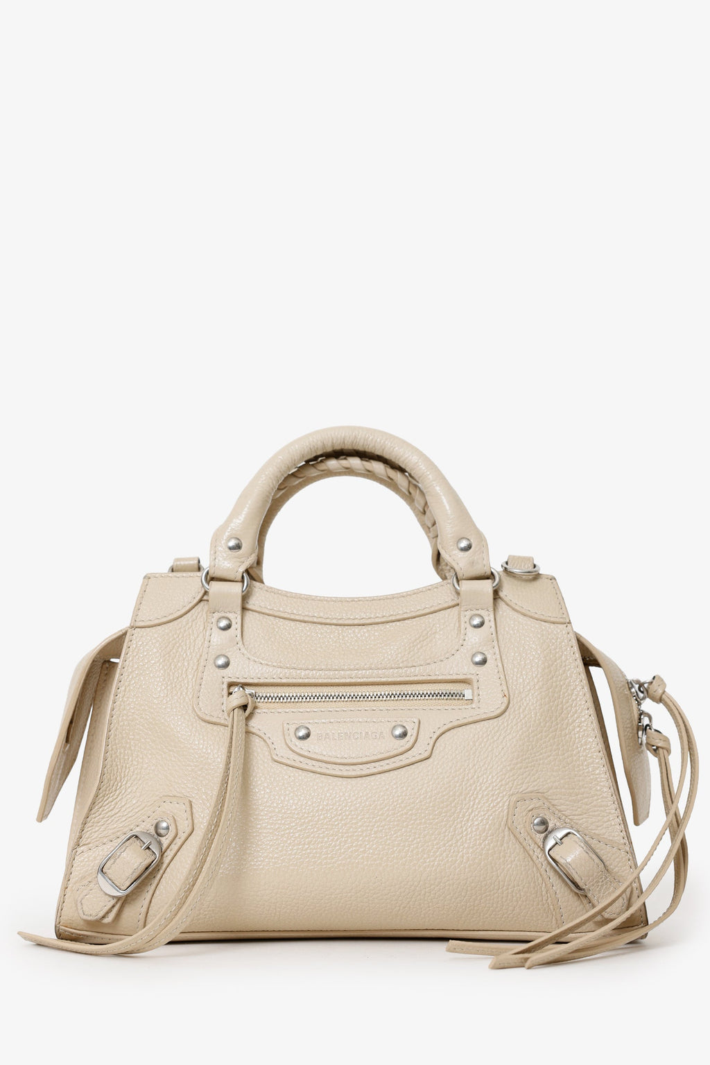 Balenciaga Beige Grained Calfskin Neo Classic Small Handle Bag
