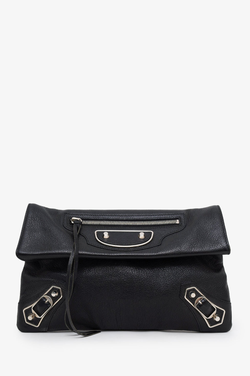 Balenciaga Black Leather City Envelope Clutch Bag With Strap