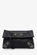 Balenciaga Black Leather City Envelope Clutch Bag With Strap