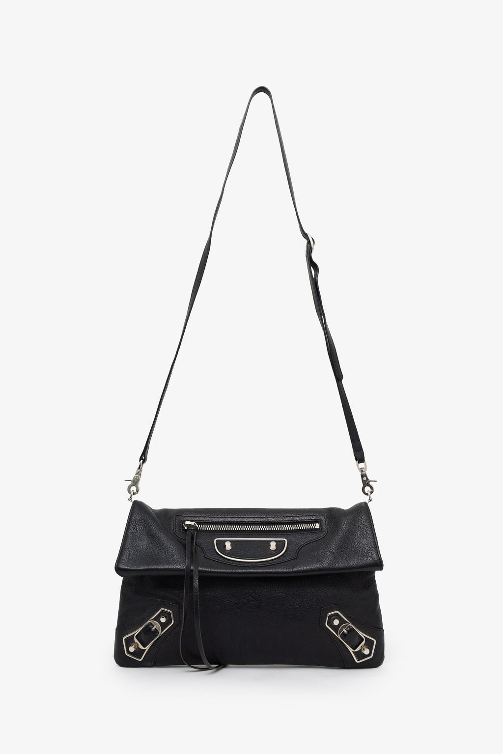 Balenciaga Black Leather City Envelope Clutch Bag With Strap
