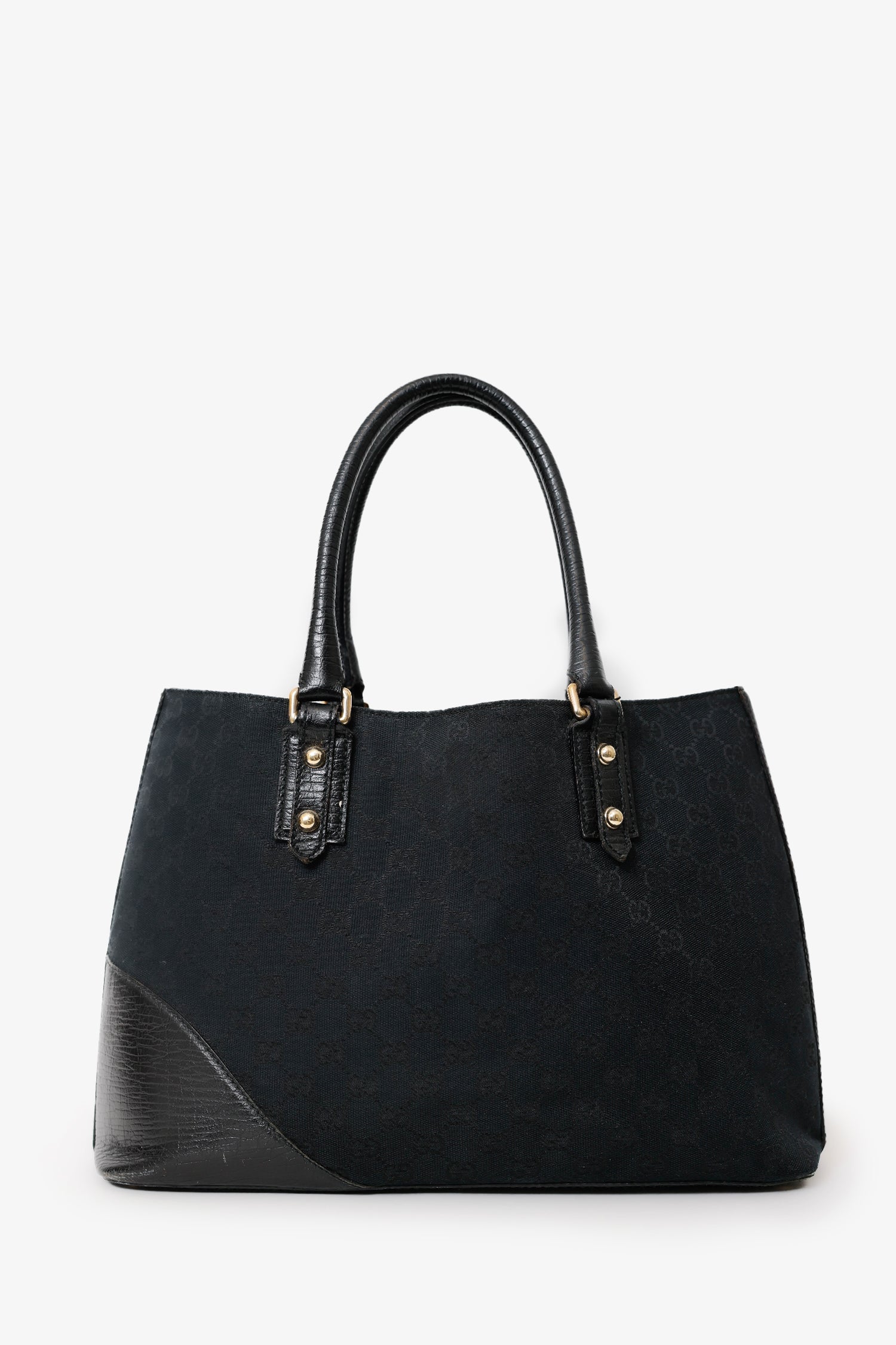 Gucci Black GG Canvas Horsebit Tote Bag