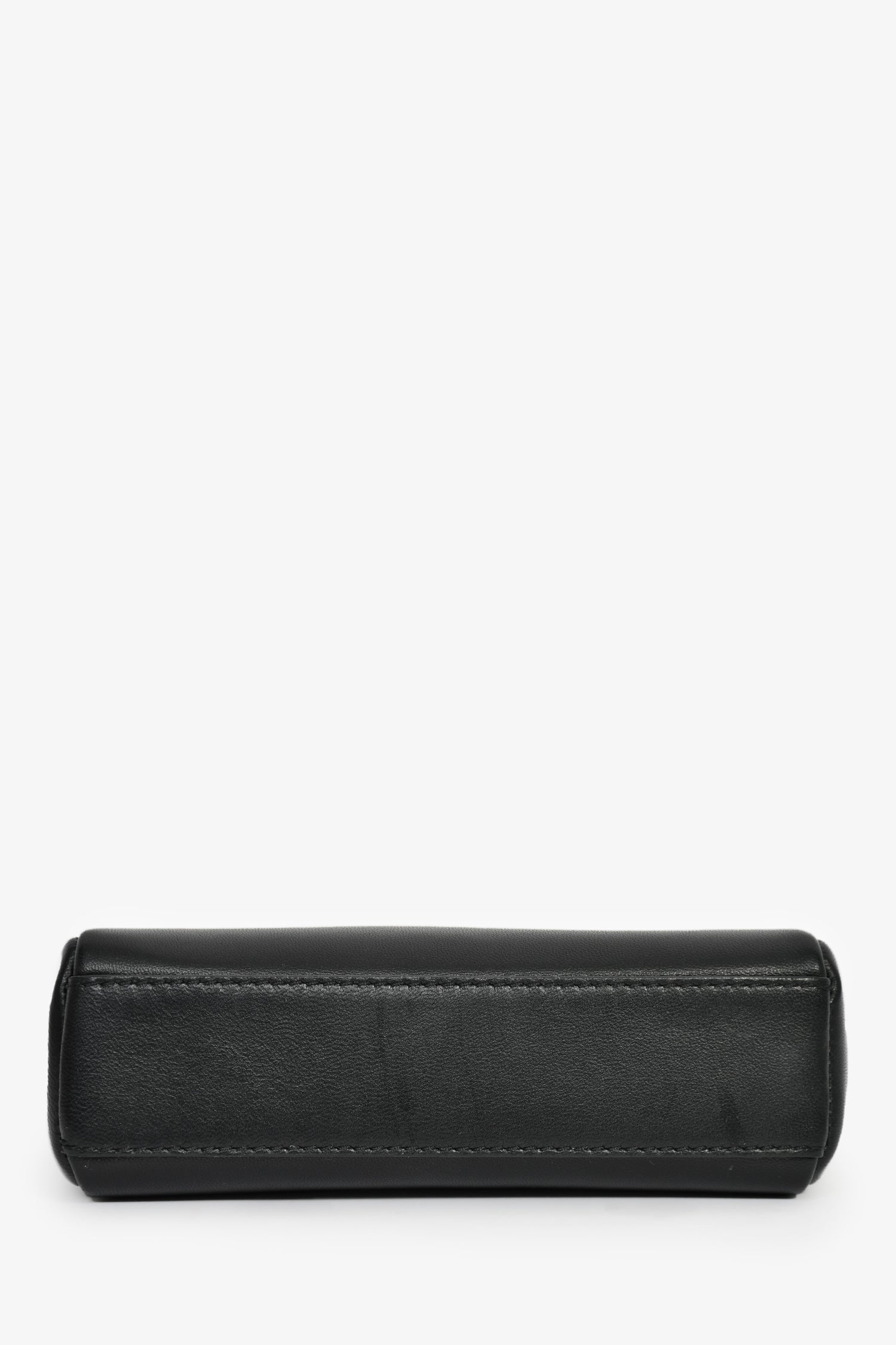 Fendi Black Leather Micro Peekaboo Top Handle Bag with Strap