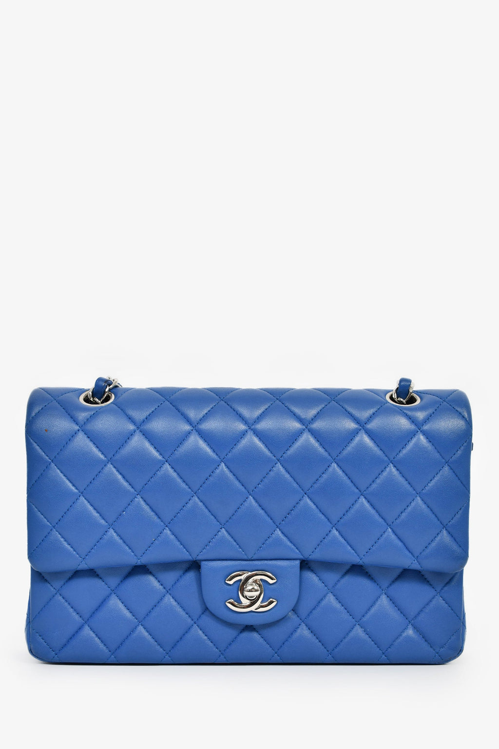 Pre-Loved Chanel™ 2016 Cobalt Blue Lambskin Medium Double Flap Shoulder Bag SHW