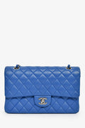 Pre-Loved Chanel™ 2016 Cobalt Blue Lambskin Medium Double Flap Shoulder Bag SHW