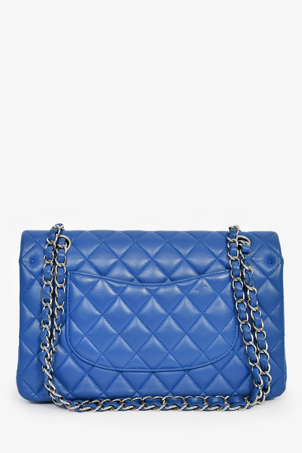 Pre-Loved Chanel™ 2016 Cobalt Blue Lambskin Medium Double Flap Shoulder Bag SHW