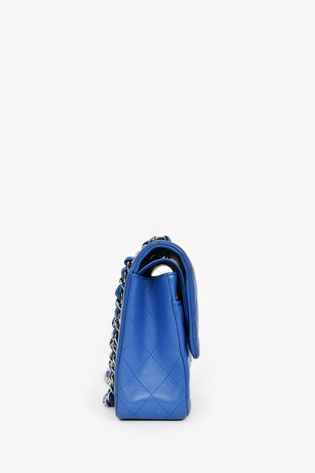 Pre-Loved Chanel™ 2016 Cobalt Blue Lambskin Medium Double Flap Shoulder Bag SHW