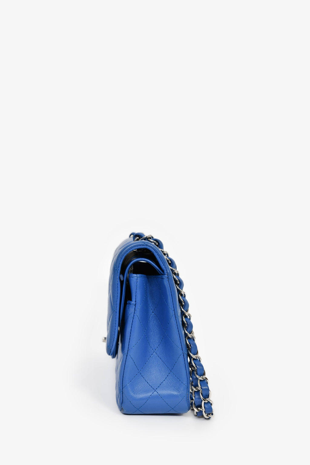 Pre-Loved Chanel™ 2016 Cobalt Blue Lambskin Medium Double Flap Shoulder Bag SHW
