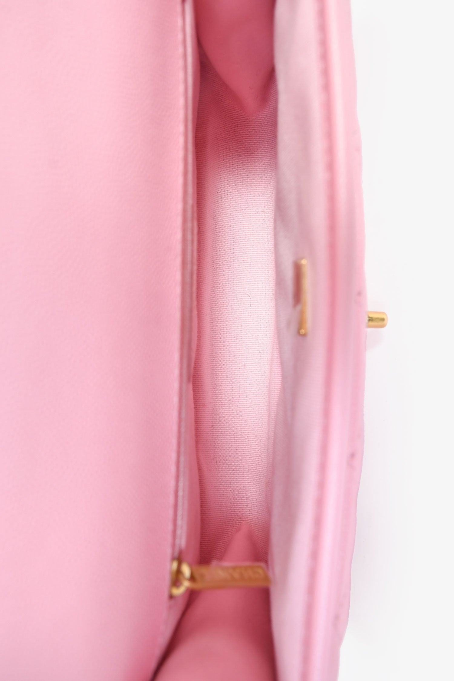 Pre-Loved Chanel™ 2022 Bubblegum Pink Caviar 'School Memory' Top Handle with Aged Gold Hardware