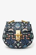 Chloe x Rithika Merchant Black/Multicolour Leather Floral Print Mini Bijou Drew Bag