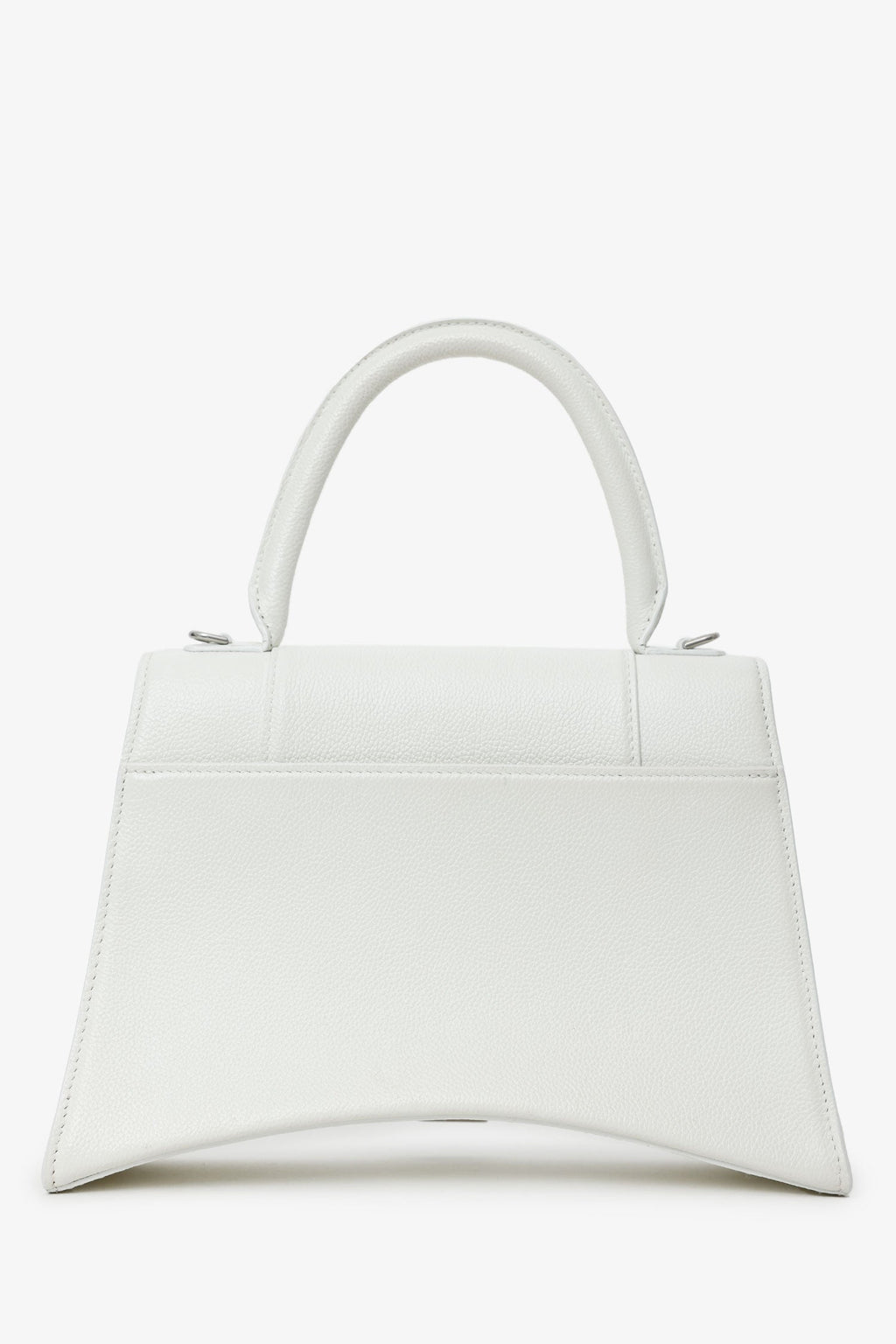 Balenciaga White Grained Leather Small Hourglass Bag With Strap
