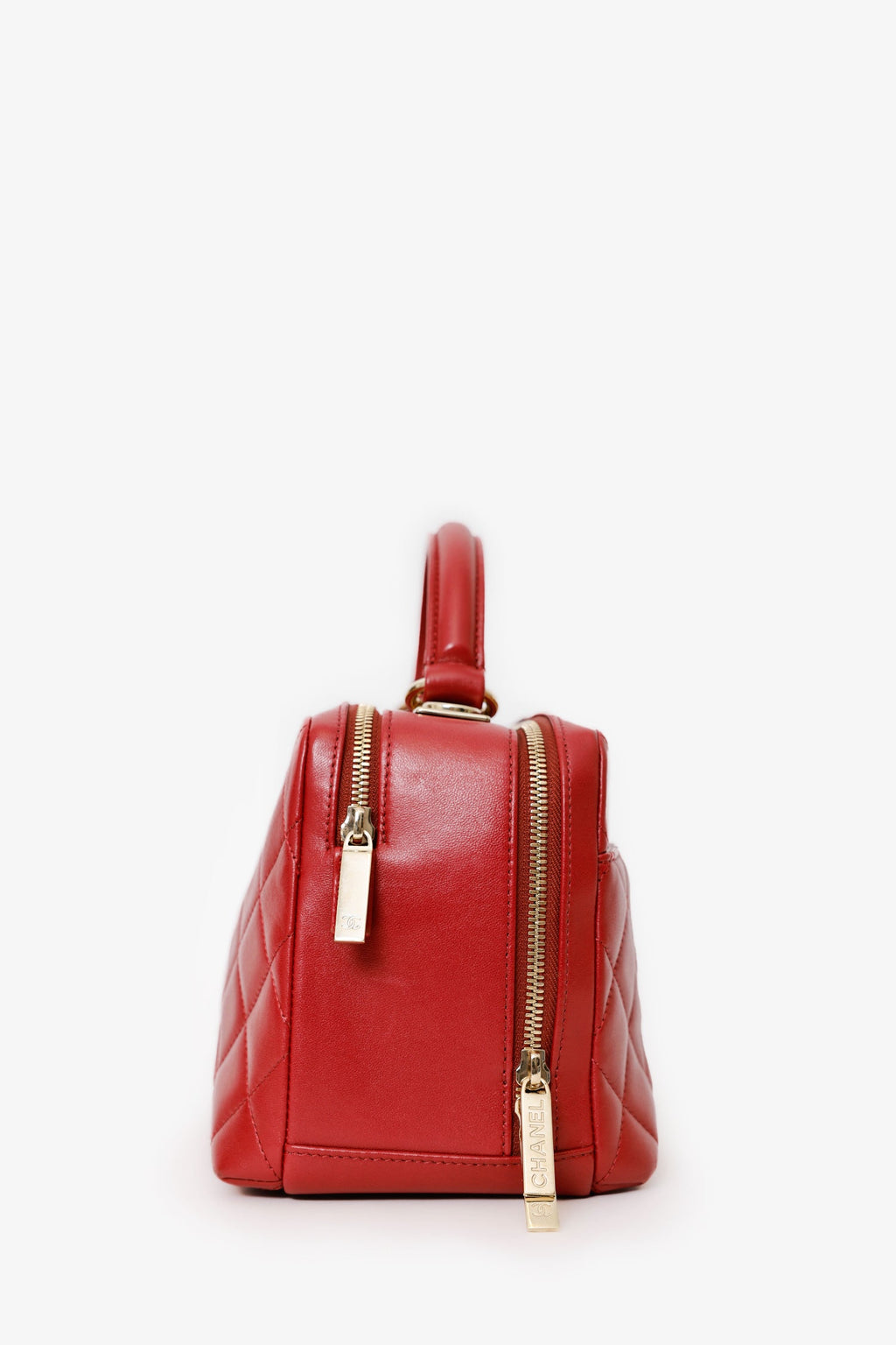 Pre-Loved Chanel™ 2017-18 Red Quilted Lambskin Trendy CC Bowling Bag