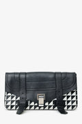 Proenza Schouler Black/White Leather Geometric Print Clutch