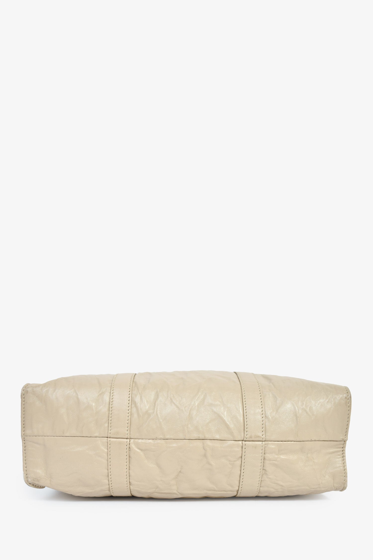 Prada Taupe Lather Crinkle Effect Small Tote Bag