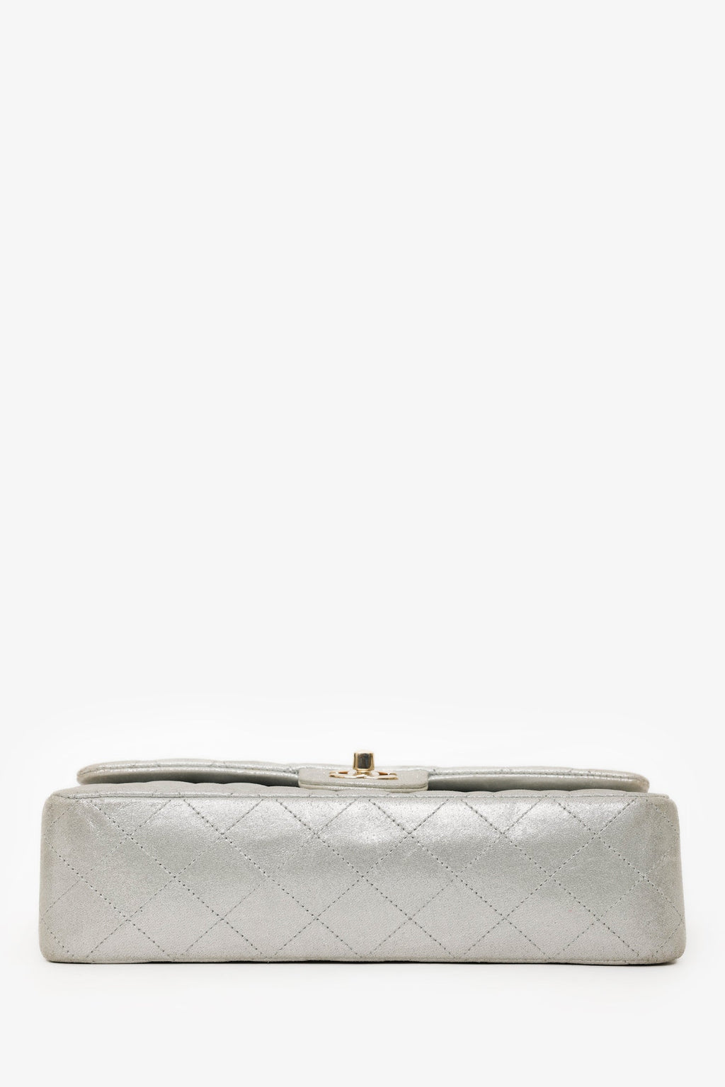 Pre-Loved Chanel™ 2011-12 Silver Metallic Fabric Small Classic Double Flap Bag