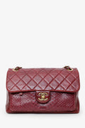 Pre-Loved Chanel™ 2016-17 Burgundy Leather/Python Urban Mix Flap Bag
