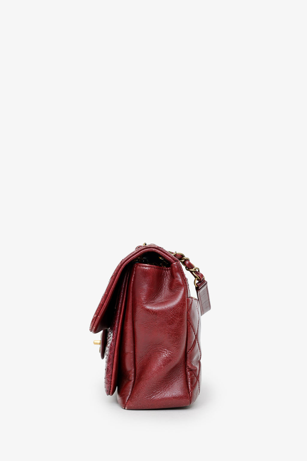 Pre-Loved Chanel™ 2016-17 Burgundy Leather/Python Urban Mix Flap Bag