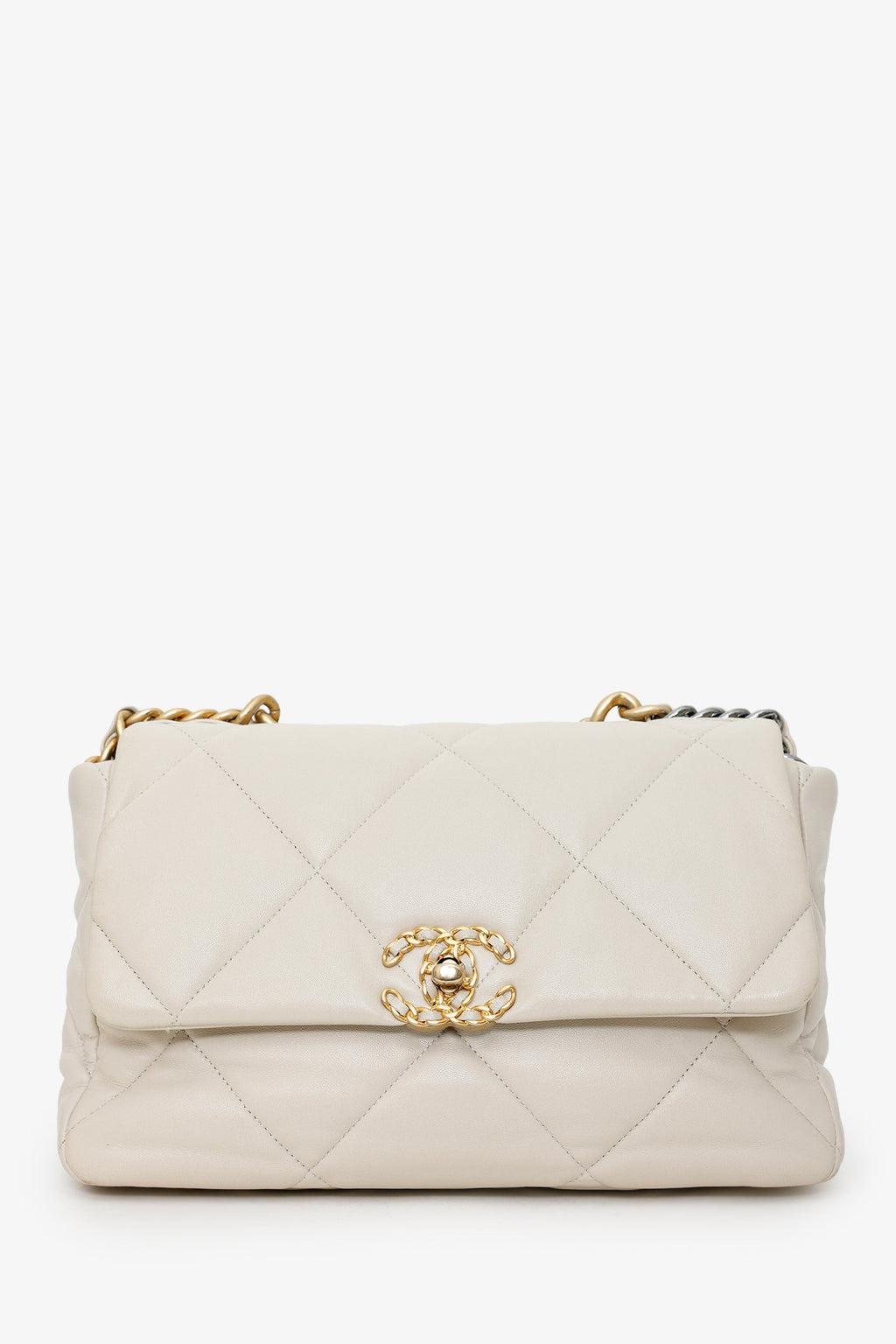 Pre-Loved Chanel™ 2020 Beige Lambskin Medium 19 Flap Bag