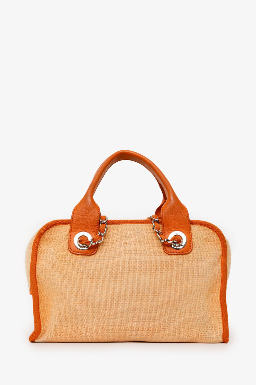 Pre-Loved Chanel™ 2014-15 Orange Canvas Deauville Mini Bowling Bag